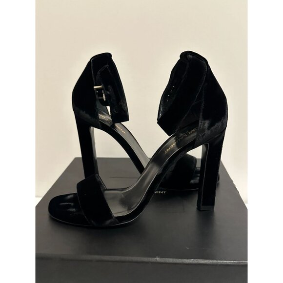 Saint Laurent Black Velvet Heels - Picture 1 of 8